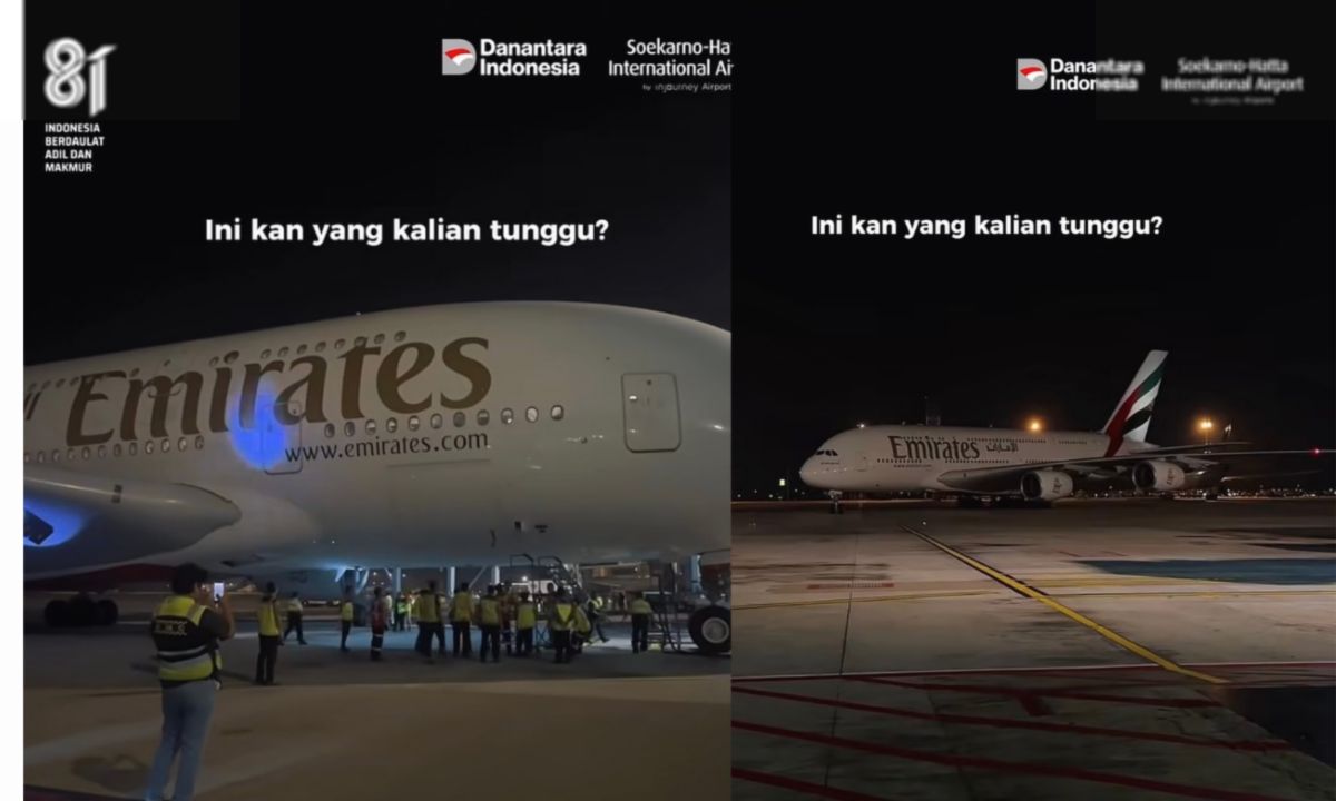 Airbus A380 Emirates Mendarat Perdana di Bandara Soekarno-Hatta
