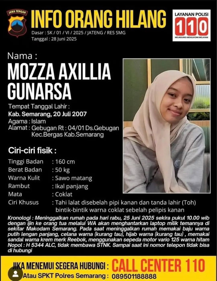 Setahun Menghilang Usai Mengantar Laptop, Identitas dan Ciri Remaja Semarang Disebarkan Polisi